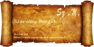 Szarvasy Margit névjegykártya